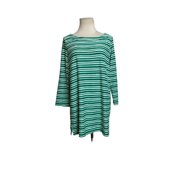Liz Claiborne green stripes long sleeves knit tunic top size Medium - Picture 9 of 11